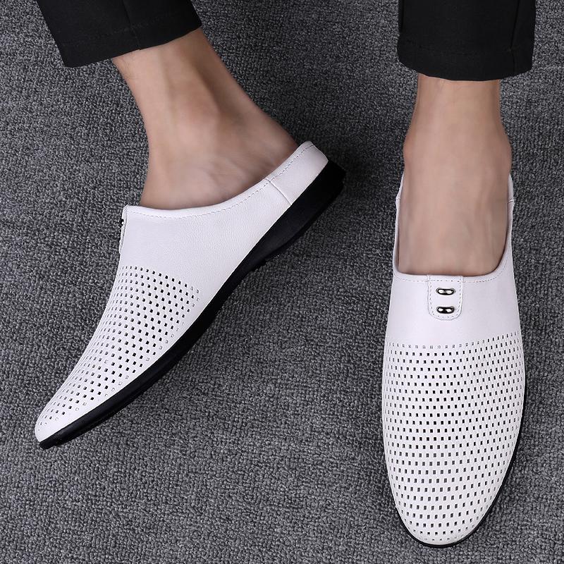 Fashion British Style Retro Brown Men's Leather Casual Shoes Versatile for Commuting Flat Bottomed Loafers Anti Slip Men's Driving Shoes