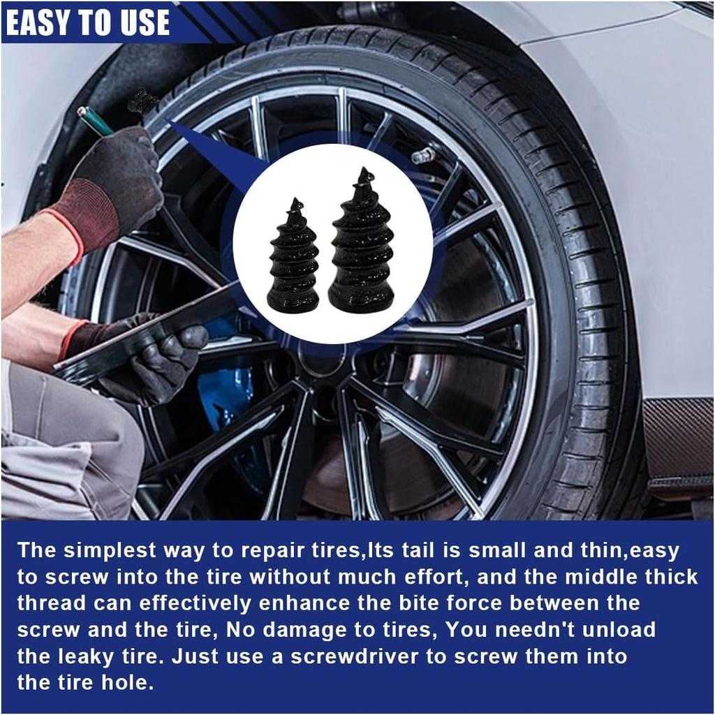 Tire Repair Nails, Car Vacuum Tire Repair Rubber Nail Kit, Self-Service Rubber Screw Tire Plugs, Quick Puncture Repair Tools, Suitable For Car,
