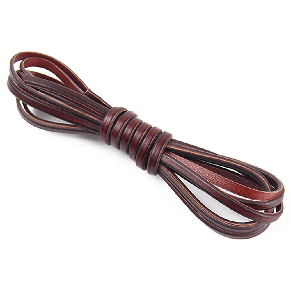 2 метра Кофейный ремешок из коровьей кожи Фурнитура Винтажная веревка из коровьей кожи Плоский кожаный шнур Веревка для DIY Ожерелья Браслеты Изготовление
