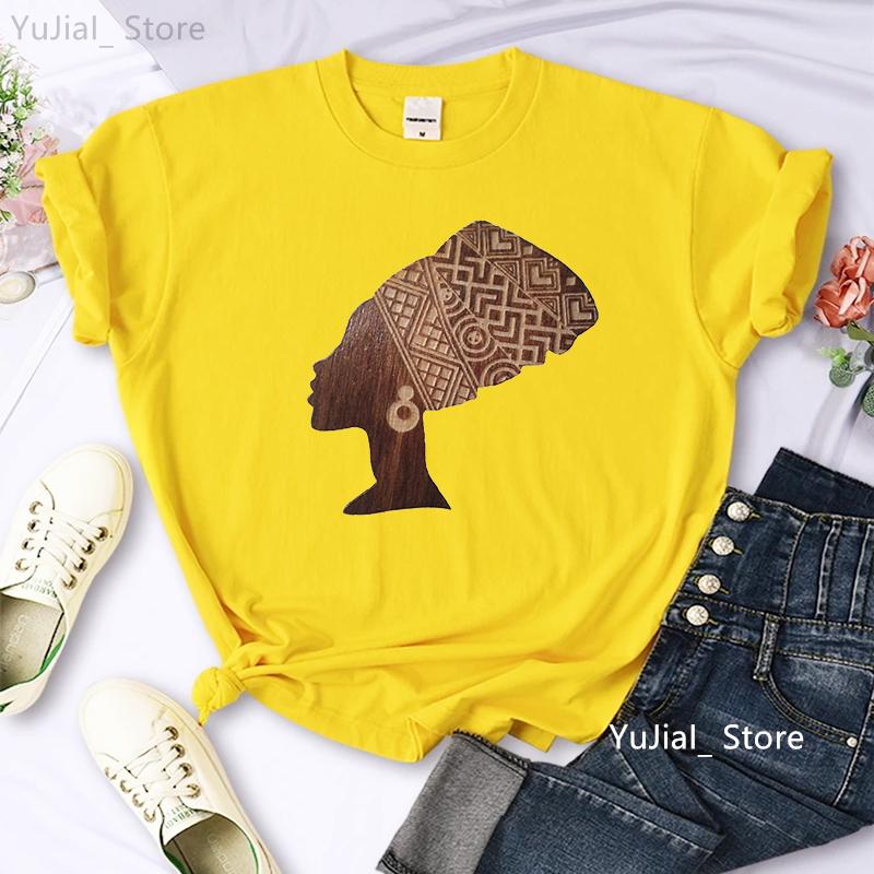 Винтажная черная женская футболка Pure African T Shirt Women Melanin Shirt Aesthetic Clothes Haut Femme Summer Tops White Female T-Shirt