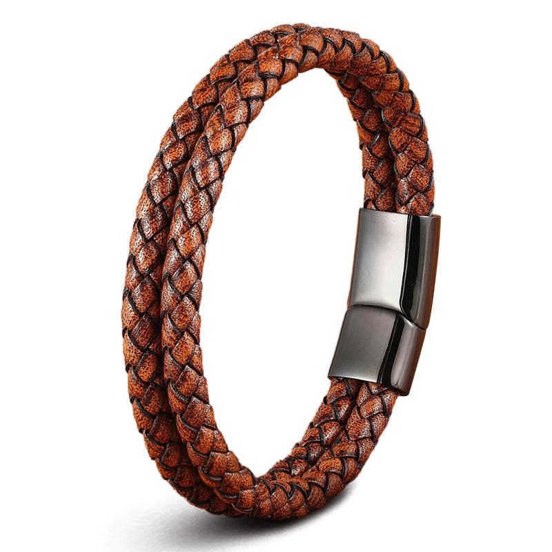 19/21/23 см мужской кожаный веревочный браслет винтажные ручные парные украшения черный коричневый красный синий стильные повседневные браслеты для мужчин