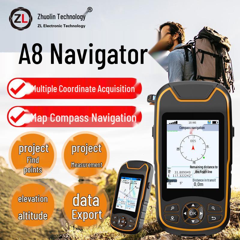 Высокоточный ручной GPS BeiDou геодезический прибор Zhuolin A8 с отслеживанием широты, долготы и высоты