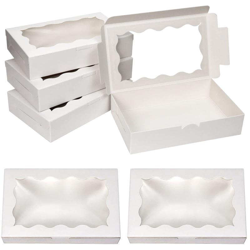 15/30Pcs Dim Sum Packing Box Window Rectangular Gift Box for Bakery Cookies Pastry Dessert Packaging Paper Box for Baked Goods