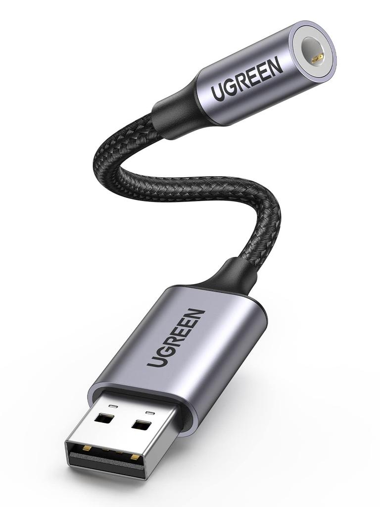 Адаптер-преобразователь USB-аудио UGREEN в кабель-преобразователь Внешняя звуковая карта 4-полюсные наушники-преобразователи TRRS Совместимость с PS4 Совместимость с