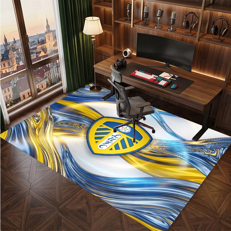 Ковер из хрустального бархата с принтом футбольного клуба Leeds United, Удобный, Впитывающий влагу, Нескользящий, Для помещений