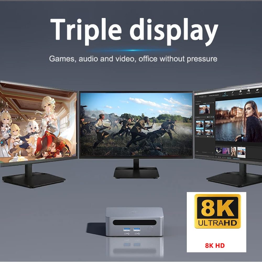 Мини-ПК GZBOX Маленький ПК Windows 11 Pro Оснащен AMD Ryzen7 7730U Маленький ПК 8 ГБ 3200 МГц DDR4 128 ГБ NVME SSD Игровая консоль Супер HD Качество изображения Мини