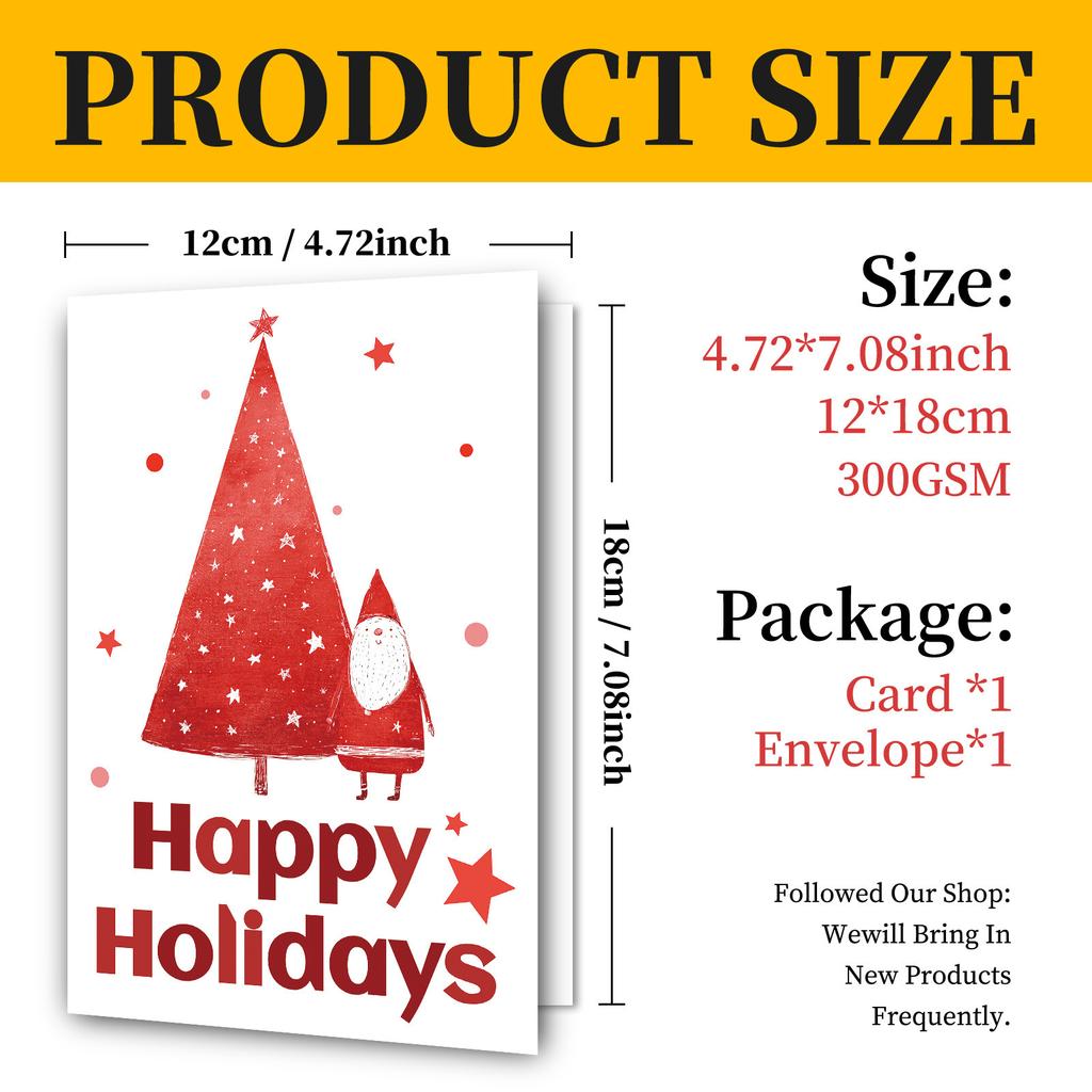 10PCS Christmas Greeting Cards Set with Envelopes, Cartoon Hand-drawn Xmas Cards for Holiday Wishes & Gifts