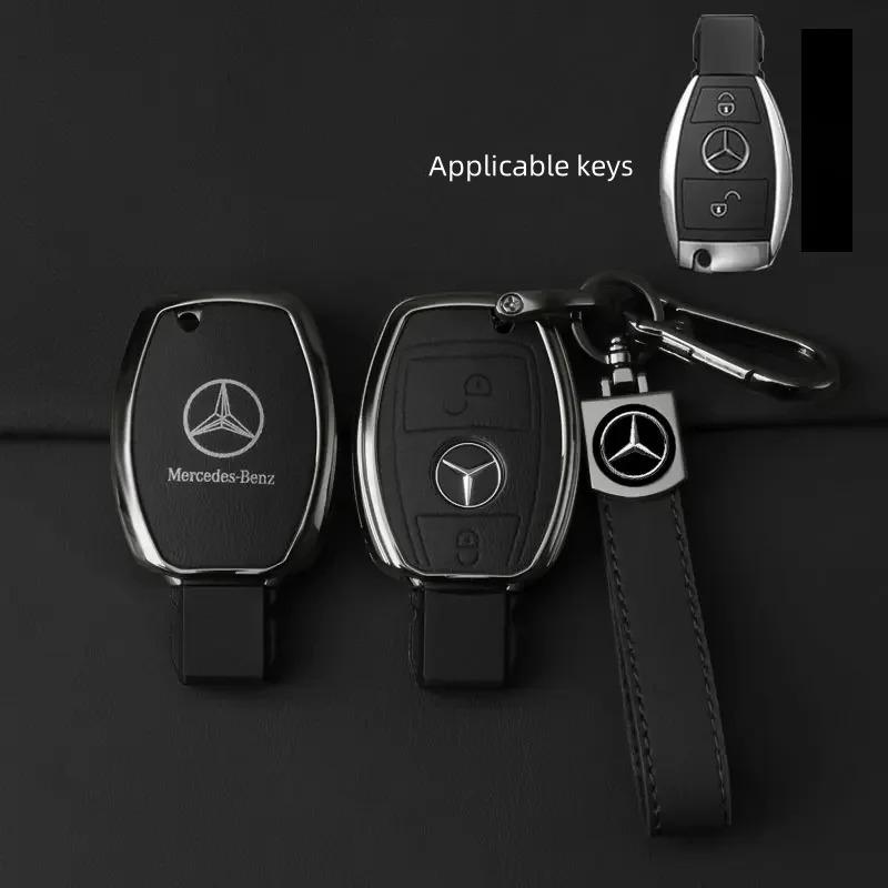 Alloy Style Car Key Case Cover Shell Fob For Mercedes Benz A B C E G Class C200 C300 E350 W205 E260L GLK A45 AMG BGA Accessories OS5