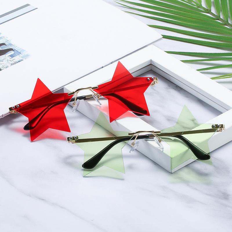 Trendy Unisex Sunglasses Multicolor Star Shape Popular Pentagram Frame Sunshade Decor Glasses HD Sunglasses New Trendy Trend Personality Rimless