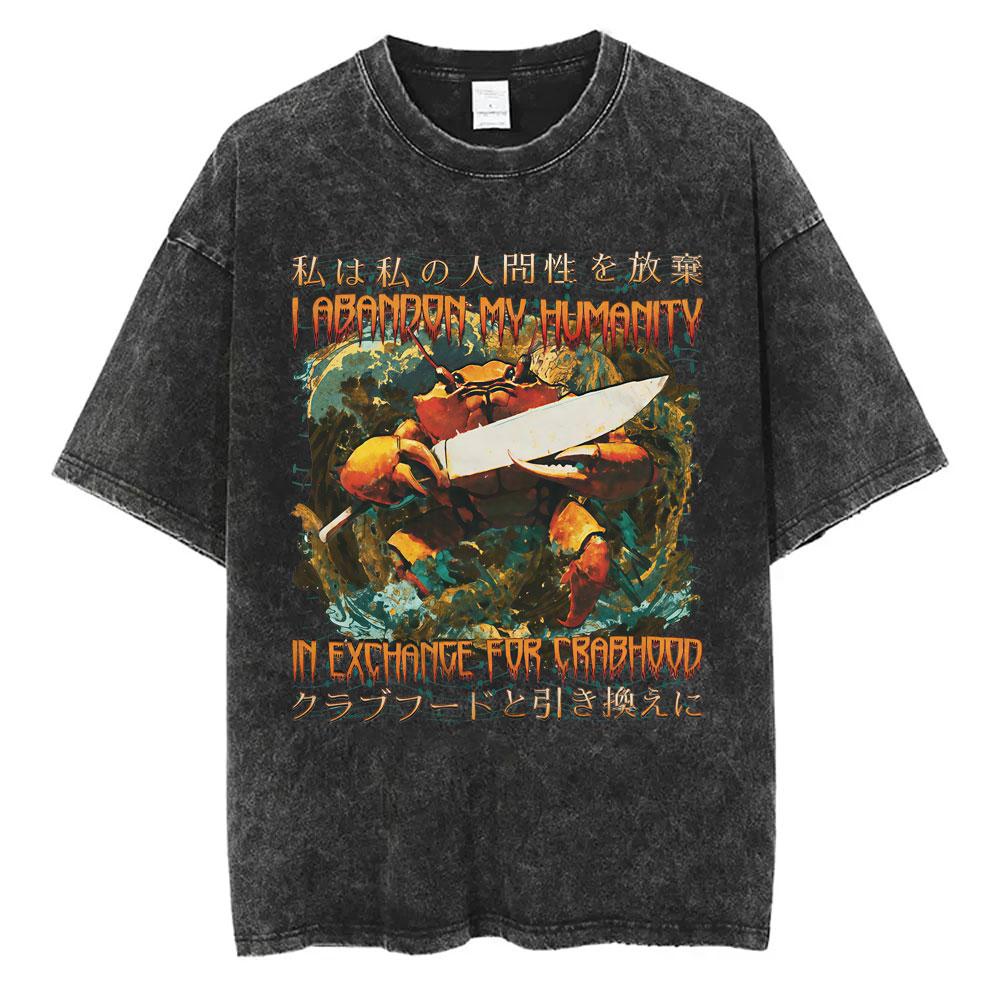I Want A Perfect Body I Want A Perfect Soul Tshirt Funny Japanese Style Capybara Vintage Washed T Shirt Men Oversized Tees Tops