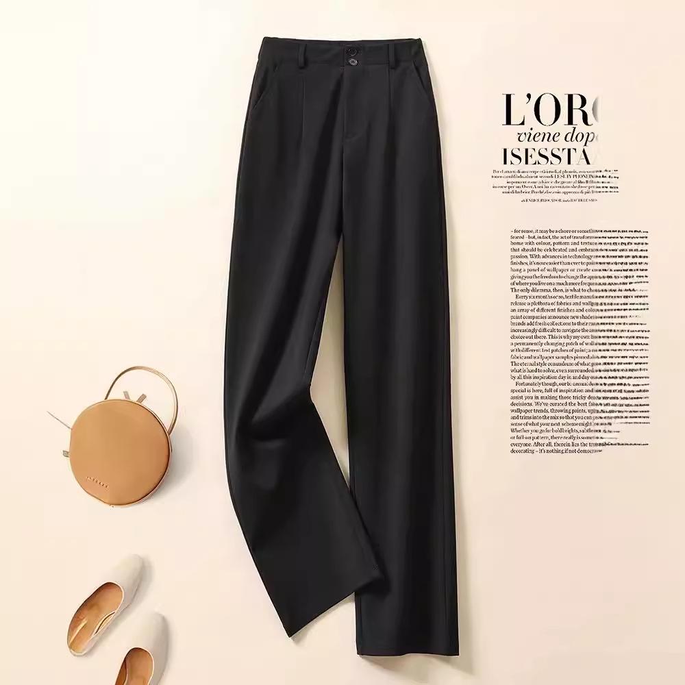 Женские летние брюки 2024 года с высокой талией и широкими штанинами из драпировки: Повседневные прямые брюки, закрывающие бедра