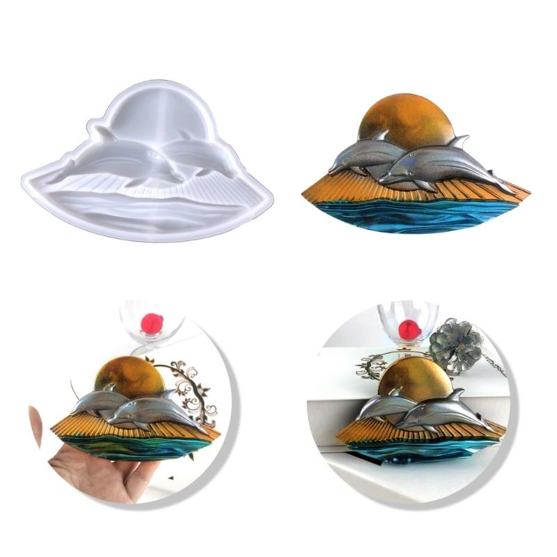 Форма из смолы «Солнечный дельфин», полустереоскопические силиконовые формы, эпоксидная литейная форма для настенного крепления, декора, поделок своими руками