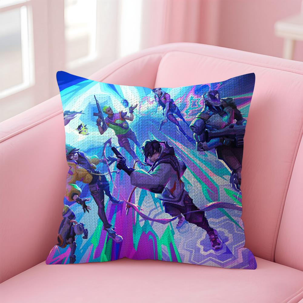 Games VVALORANTS Cushion Cover Natural Linen Pillow Case DoubleSided Print Decorative Sofa Pillowcase Home Decor Gift