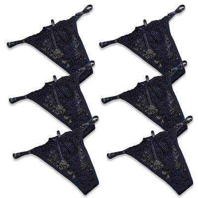 CHROME CRANE Сексуальный комплект нижнего белья из 6 предметов Женские Т-образные стринги (L6S01, W01. Черный, набор из 6 предметов)