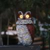 Owl Statue Night Light Lifelike Owl Garden Statue with Solar Powered Glowing Eyes Resin Owl Sculpture Decoration for Porch Patio Lawn