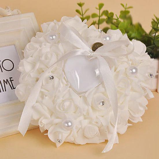 Romantic Rose Wedding Favors Heart Shaped Jewelry Gift Ring Box Pillow Cushion