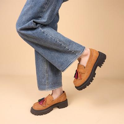 Женская обувь Новые женские туфли в британском стиле на толстой подошве Офисные женские легкие повседневные дизайнерские туфли Лоферы