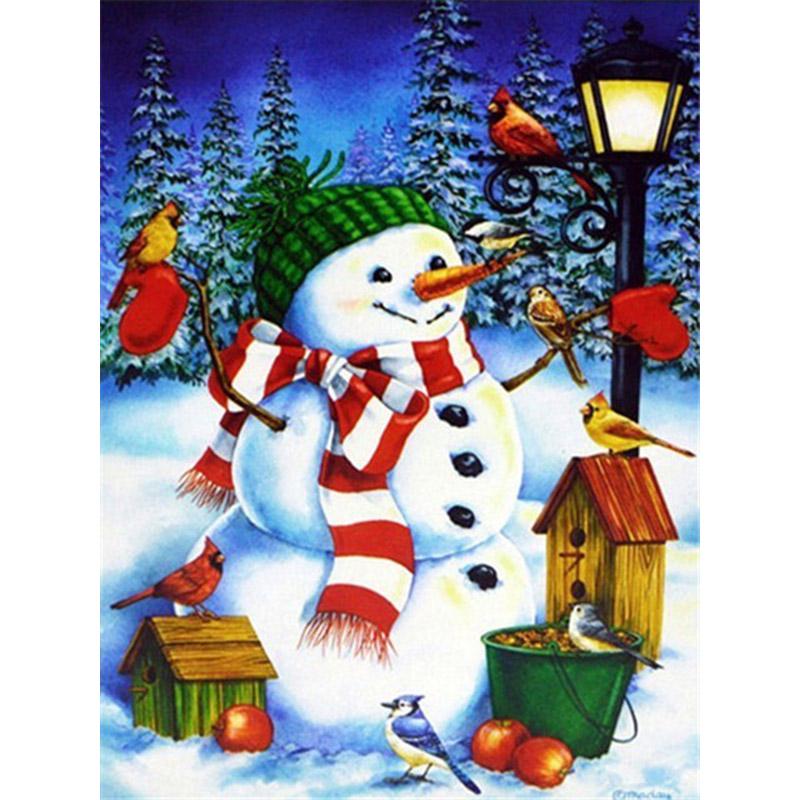 5D алмазная картина пейзаж снеговик полный круглый дрель стразы алмазная вышивка крестиком наборы настенное искусство домашний декор подарок