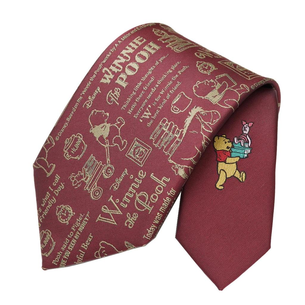 Disney Winnie the Pooh Calligraphy Tie D50026 Perfect for Business or One Size Fits All Red, Casual, Gift,