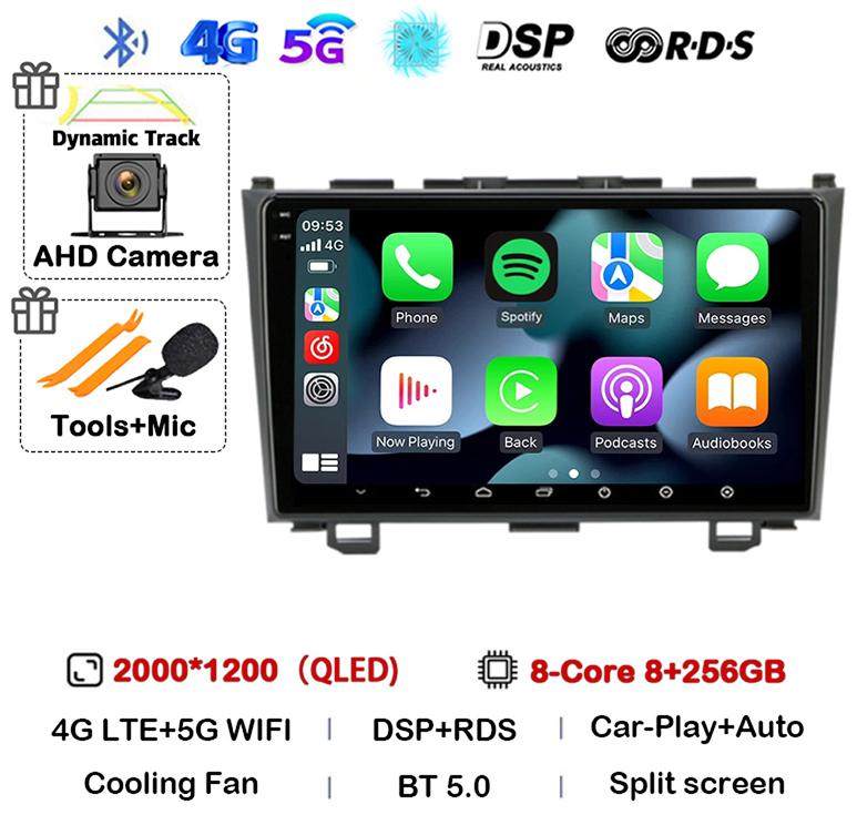 Android 14 Carplay автомобильное радио для Honda CR-V 3 RE CRV 2007 2008 2009 2010 2011 мультимедийный проигрыватель 2 Din DVD GPS головное устройство стерео