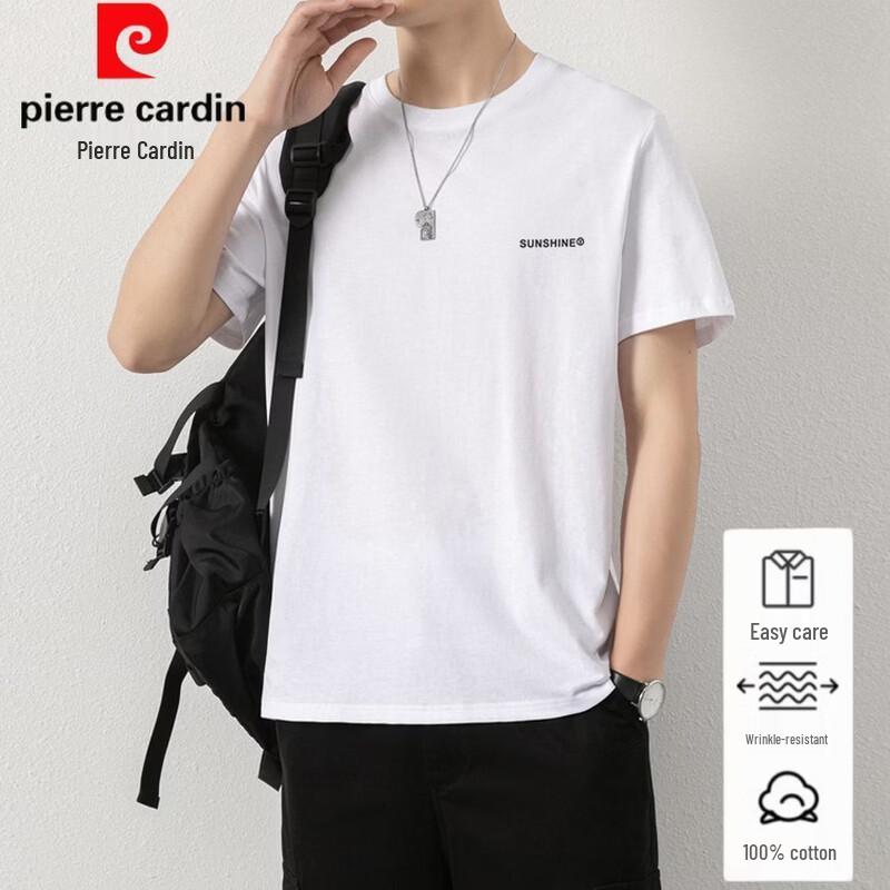 Pierre Cardin Мужская футболка из чистого хлопка с круглым вырезом и коротким рукавом