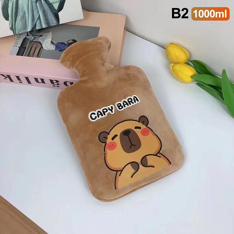 300/500/1000 мл Милая мультяшная капибара Бутылка для горячей воды Наполнение водой Маленькая портативная Студенческая грелка для рук Милый мягкий теплый мешок для воды