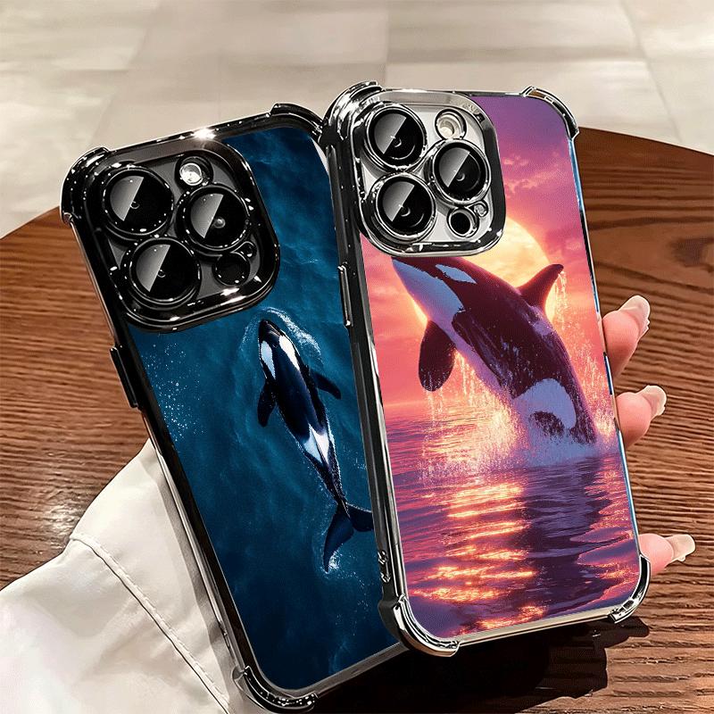 Мягкий чехол для телефона с узором «Косатка в океане» для iPhone 15 16 17 Air 14 Pro Max 16E Plus 13 12 Mini, с покрытием, противоударный, Fundas