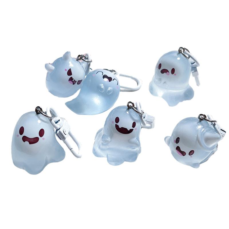 Halloween Jelly Ghost Keychain 3D Cartoon Glow-In-The-Dark Elf Pendant Holiday Gift