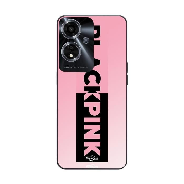 Coque - MANIACASE - Oppo A59 5G - Logo Blackpink - Rose et noir - Souple