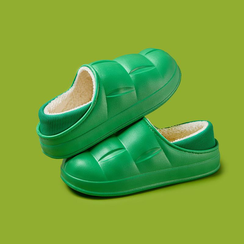 Winter Women Cotton Slippers Waterproof Warm Plush Shoes Fashion Indoor Home Thick Sole Footwear Non-Slip Solid Couple Slippers