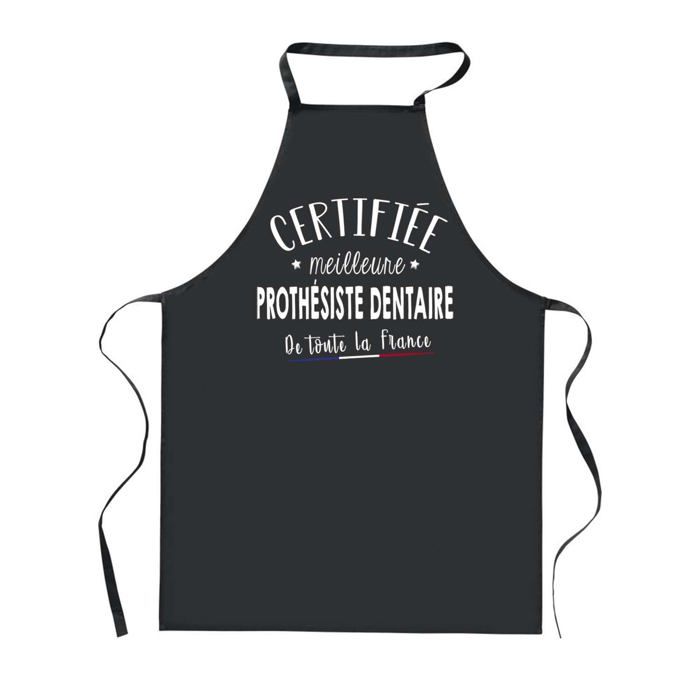 Tablier de cuisine - PLANETEE - Certifiée meilleure Prothésiste Dentaire - Noir - Impression bretonne - 90x60 cm