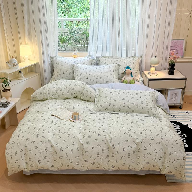 Комплект из четырех предметов, пододеяльник из чистого хлопка, простыня из хлопка, комплект из трех предметов для односпальной кровати в общежитии