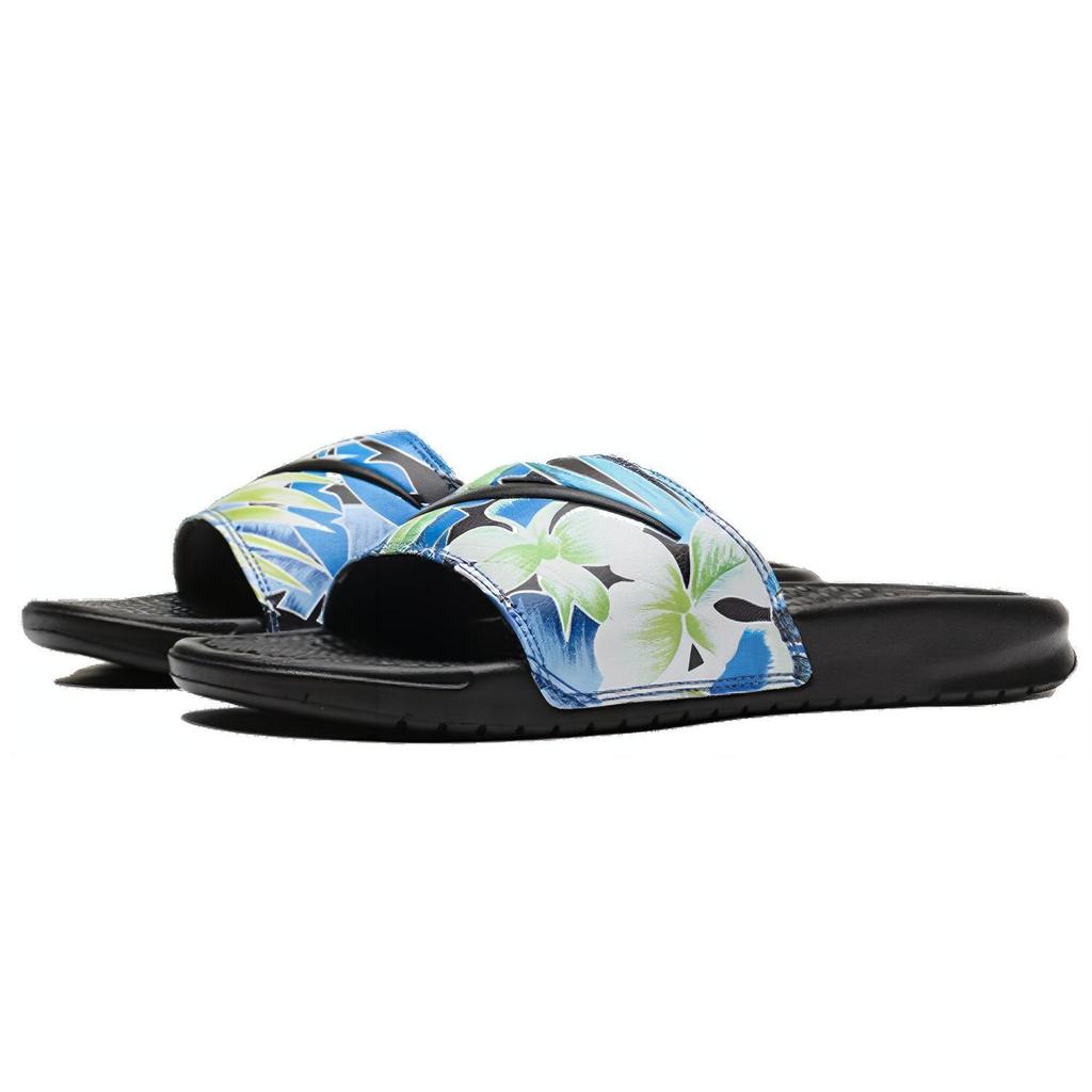 Nike Benassi Сандалии-слайды на толстой подошве для улицы, цельные, с цветочным трендом, резиновые, нескользящие, женская обувь, черные 618919-029