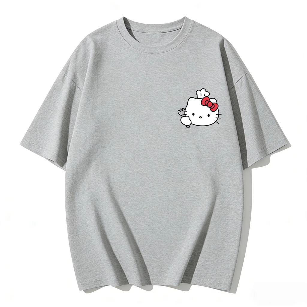 2026 новый летний милый графический топ HelloKitty повседневный хлопковый топ с коротким рукавом для женщин и девочек Каваи мультяшный принт Streetwear