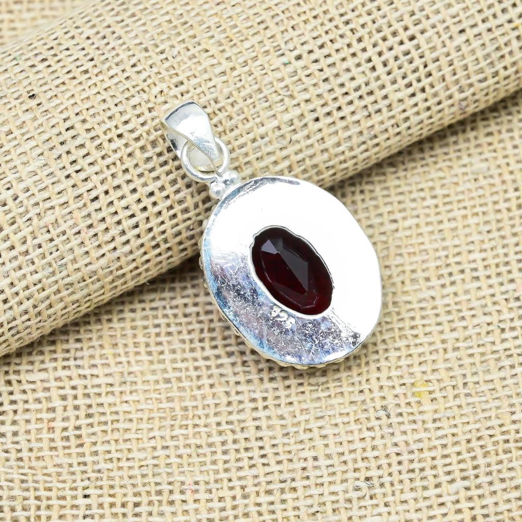 Красный гранат драгоценный камень 925 твердое серебро ручной работы антикварные ювелирные изделия подарок для матери кулон