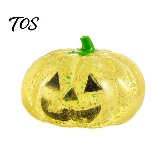 Focus Improvement Sensory Tools Halloween Glitter Pumpkin Stress Ball, Head Squeeze Toy for Anxiety Relief Relief, Creepy Fidget Party Favors