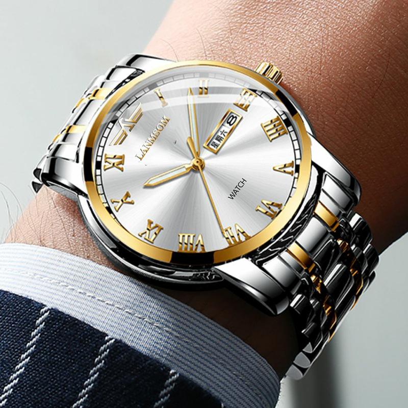 Новые роскошные мужские часы высшего бренда с коробкой, мужские кварцевые часы