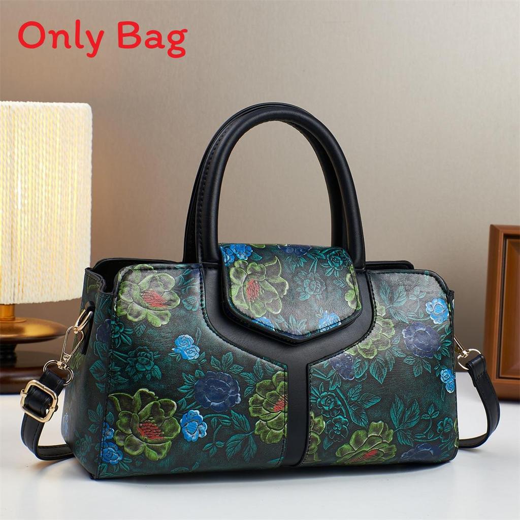 Boston Tote Bag With Splicing Prints And Pu Material For Daily Casual Use