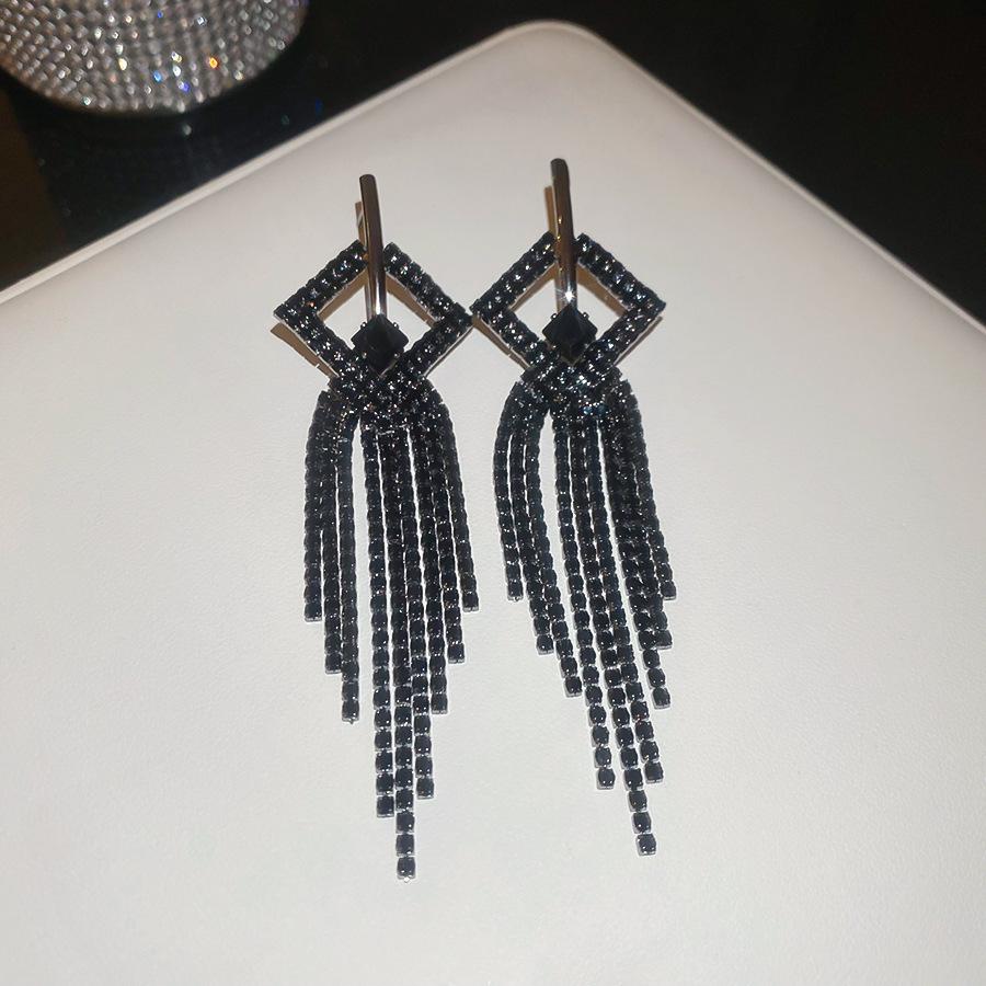 Silver Needle Feather Fringed Earrings Long Light Luxury Atmospheric Stud Earrings Personalized Design Earrings