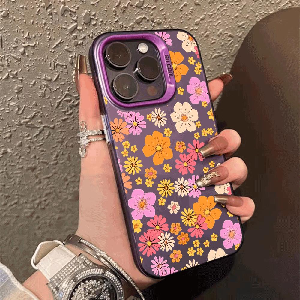 Trendy Small Floral Laser Matte Case for iPhone 16 15 14 13 12 11 Pro Max XS X XR Plus - Anti-Scratch, Shockproof, Slim Fit