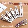 20 шт., зажим из нержавеющей стали, ветрозащитная прищепка, маленькая плоская утка, серебряная вешалка, открытая папка, плоская папка, ветрозащитный зажим
