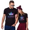 Summer King Queen Printed Cotton T-shirts Couple Short Sleeve Tees Men Women Casual Graphic Tees