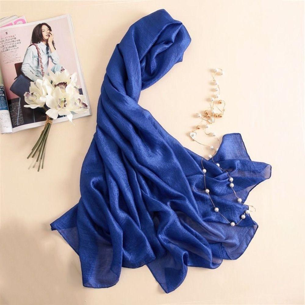 Pure Color Women Plain Scarf Head Wrap Plus Size Hijab New Female Sunscreen Shawl