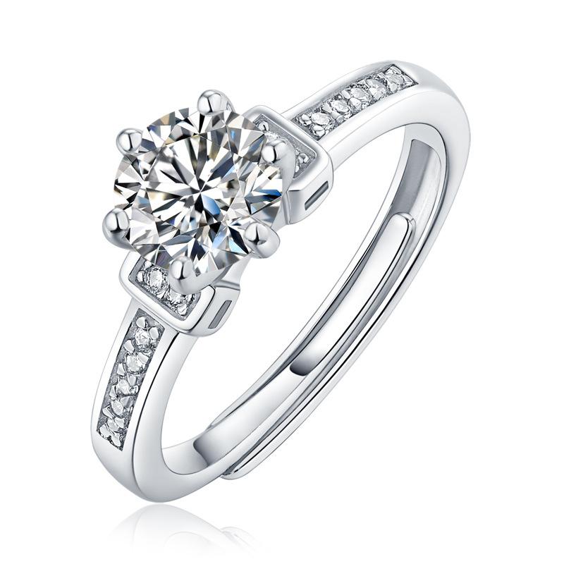 Bague Ringen 925 Silver Set 0.5ct-3ct18 Moissanite Only Love Series Women's Simple Fashion Adjustable Ring