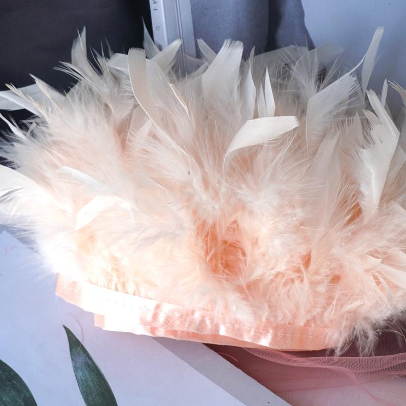 Long Turkey Fur Feather Cloth Strips Fire Edge Stage Performance Clothing Accessories Skirt Diy Decorative Materials