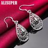 925 Sterling Silver Water Droplet Hollow Drop Earrings Jewelry