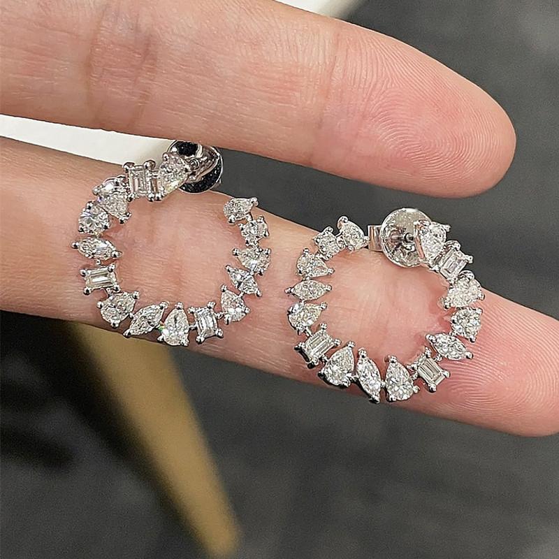 Круглые серьги-гвоздики Huitan с геометрическим кубическим цирконием, роскошные модные аксессуары для пирсинга ушей для женщин, модные ювелирные изделия