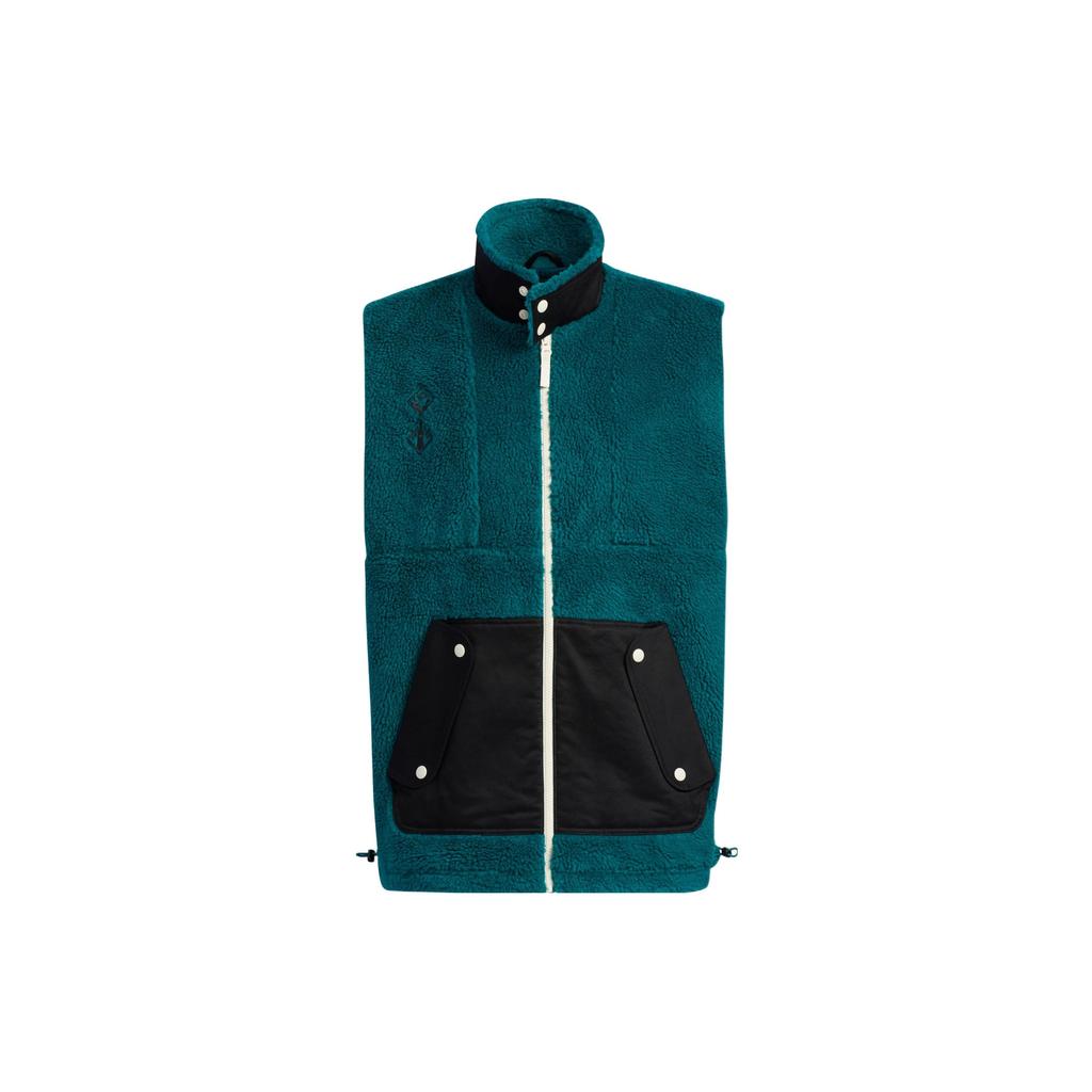 Adidas Neo Logo Print Zip-Up Stand Collar Sleeveless Vest Men Vests Blue HZ2435