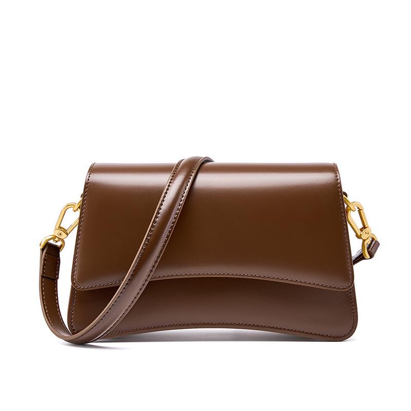 2025 Versatile Cowhide Crossbody Baguette: High-End Women's Shoulder and Underarm Bag