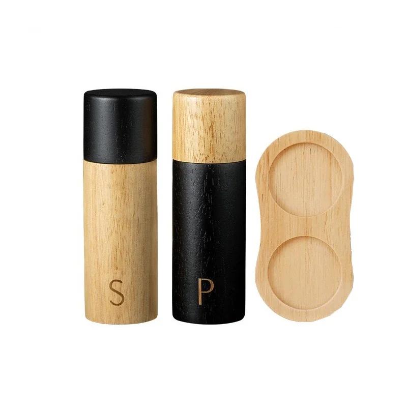 7 Inch Wooden Salt and Pepper Grinder Set Manual Spice Black Pepper Grinder Adjustable Ceramic Core Grill Tools Seasoning Bottle